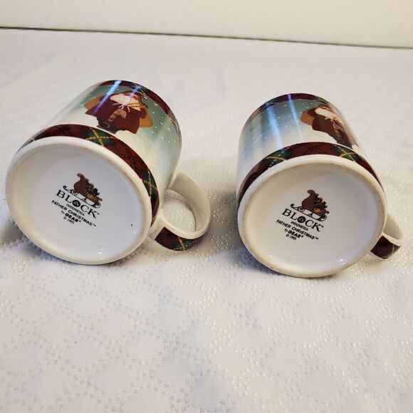 Block VTG " Father Christmas " Coffee Mug Set of 2 - Picture 6 of 9